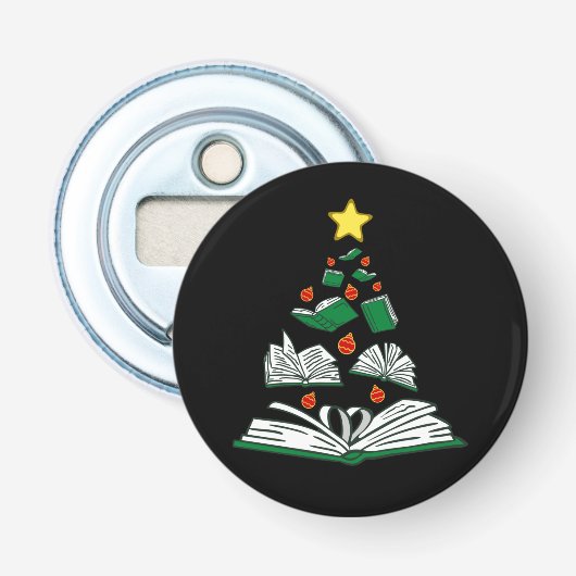 Bookish Christmas Tree III Button Flesopener (Voorkant)