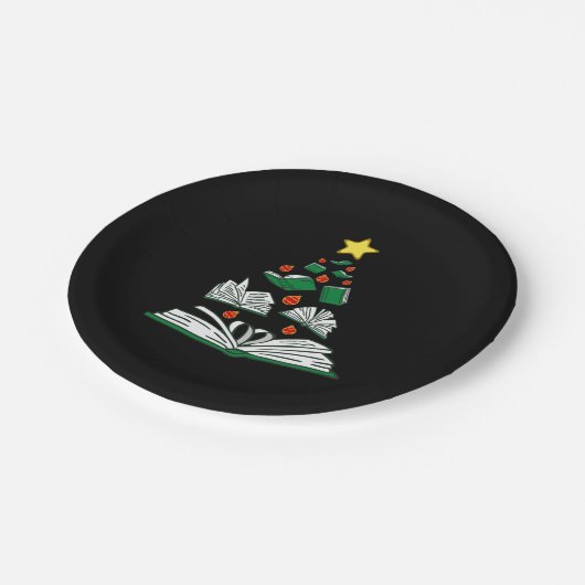 Bookish Christmas Tree III Papieren Bordje (Gekanteld)