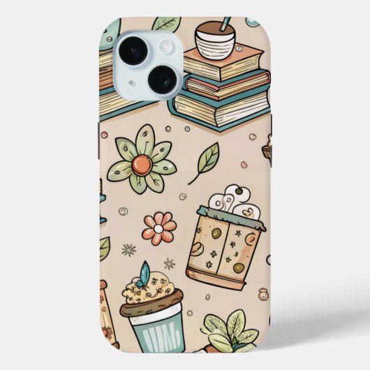Bookish Coffee iPhone Case – Cozy Reader Aesthetic (Achterkant)