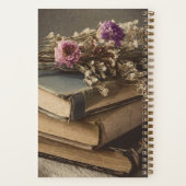 "Bookish Floral" Licht Academia Esthetisch Tijdsch Notitieboek (Achterkant)
