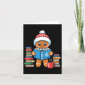 Bookish Gingerbread Reading Books Christmas Pajama Kaart (Voorkant)