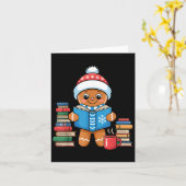 Bookish Gingerbread Reading Books Christmas Pajama Kaart (Gele Bloem)