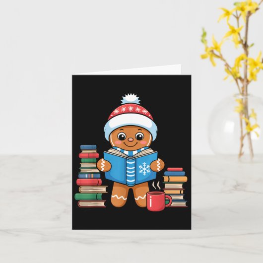 Bookish Gingerbread Reading Books Christmas Pajama Kaart (Gele Bloem)