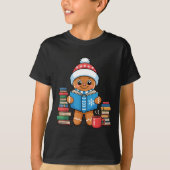 Bookish Gingerbread Reading Books Christmas Pajama T-shirt (Voorkant)