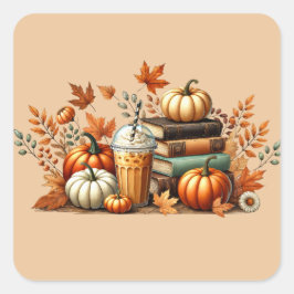 Bookish Herfst Vierkante Sticker