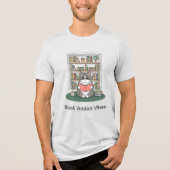 Bookish Kitty Reading Cozy Bookshelf Doodle Design Tri-Blend Shirt (Voorkant)