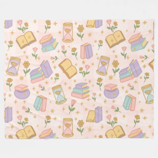 Bookish Magic Pastel Girl Pink Fleece Deken