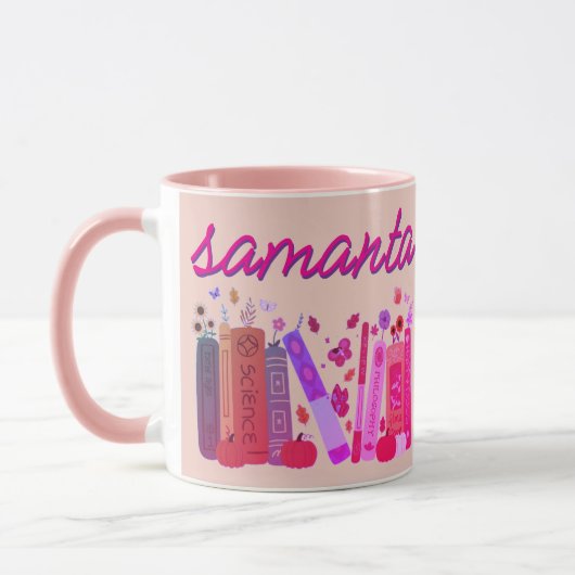 Bookish Orange Pumpkin Floral Autumn Pink Combo Mok (Links)