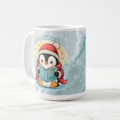Bookish Penguin Adventure Large Coffee Tea Mug Koffiemok (Voorkant links)