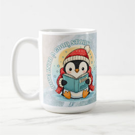 Bookish Penguin Adventure Large Coffee Tea Mug Koffiemok