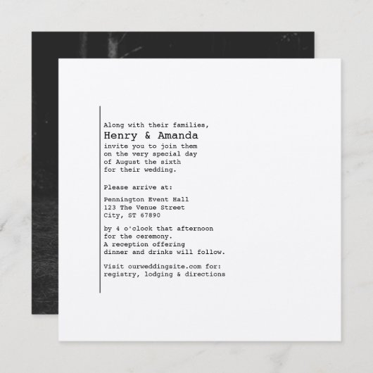 Bookish Photo Wedding Invitation Kaart (Voorkant / Achterkant)