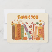Bookish Pumpkin Orange Oatmeal Flat Thank You Card Bedankkaart (Voorkant)
