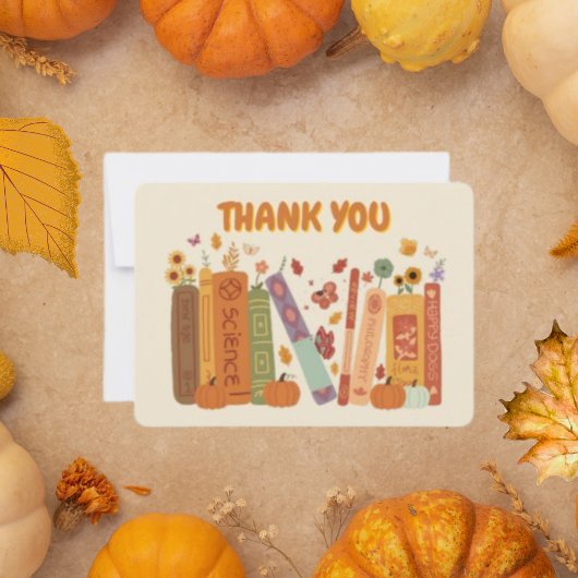 Bookish Pumpkin Orange Oatmeal Flat Thank You Card Bedankkaart
