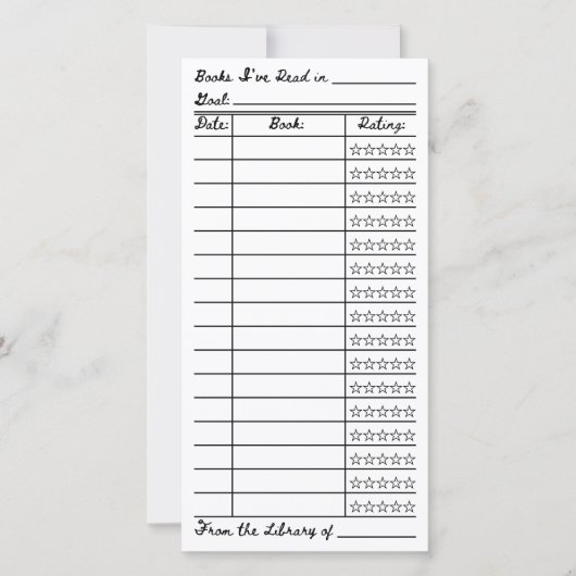 Bookish Reading List Tracker Flat Card (Voorkant)