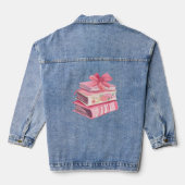 Bookish roze waterverf boog lezen liefde denim jacket (Achterkant)