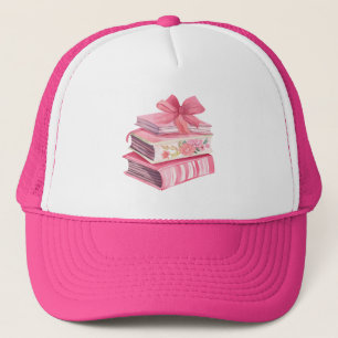 Bookish roze waterverf boog lezen liefde trucker pet