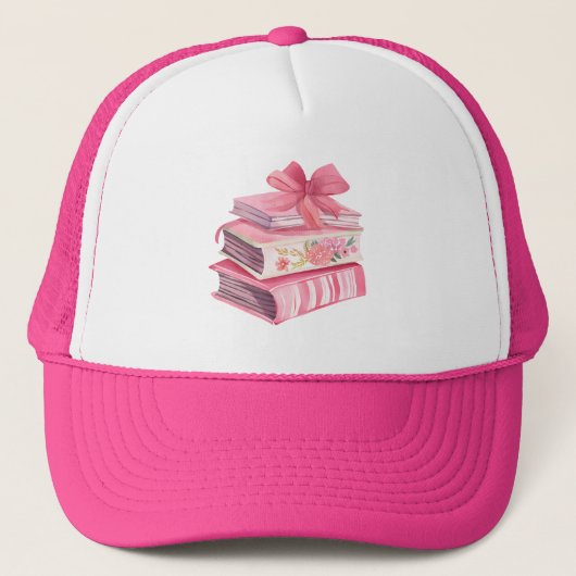 Bookish roze waterverf boog lezen liefde trucker pet (Voorkant)