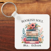Bookish Soul Book Lover Bookworm Bewerkbare Sleute Sleutelhanger (Voorkant)