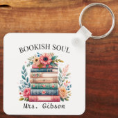 Bookish Soul Book Lover Bookworm Bewerkbare Sleute Sleutelhanger (Achterkant)