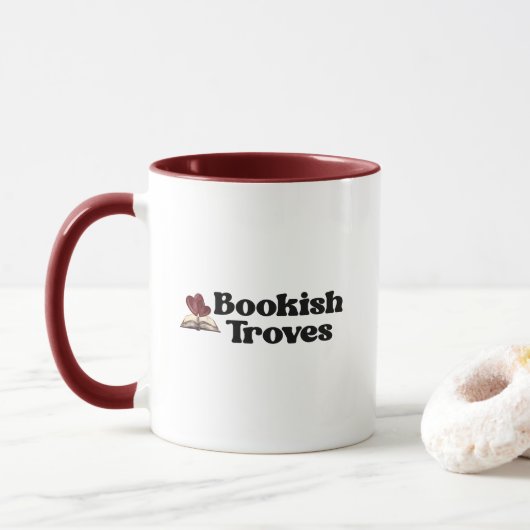 Bookish Troves Book Lover Hearts Bold Red Black Mok (Met donut)