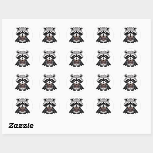 Bookish Vampire Raccoon Gothic Ronde Sticker (Vel)