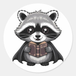Bookish Vampire Raccoon Gothic Ronde Sticker