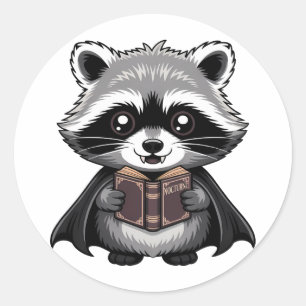 Bookish Vampire Raccoon Gothic Ronde Sticker