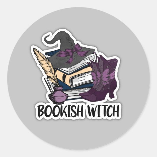 Bookish Witch Ronde Sticker (Voorkant)