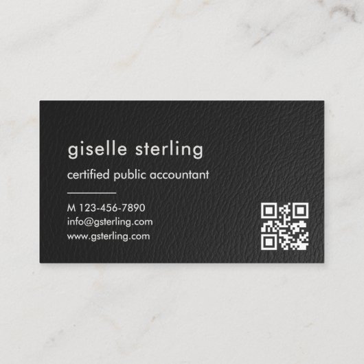Bookkeeper Accountant CPA Faux Leather QR Code  Visitekaartje (Achterkant)