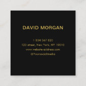 Bookkeeper Calculator Zwart en Goud Vierkante Visitekaartje (Achterkant)