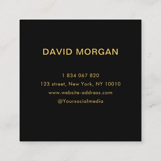 Bookkeeper Calculator Zwart en Goud Vierkante Visitekaartje (Achterkant)