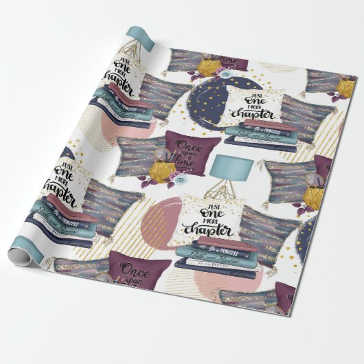 booklover-patroon cadeaupapier (Uitgerold)