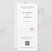 Bookmark Calendar Heart Photo Strip Modern Wedding Save The Date (Voorkant)