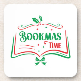 Bookmas Time Reading Book Lover Holiday Print Appa Bier Onderzetter