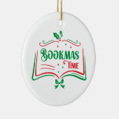 Bookmas Time Reading Book Lover Holiday Print Appa Keramisch Ornament (Rechts)