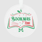 Bookmas Time Reading Book Lover Holiday Print Appa Ornament (achterkant)