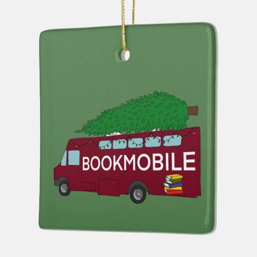 Bookmobile with Christmas Tree on Top Keramisch Ornament (Links)