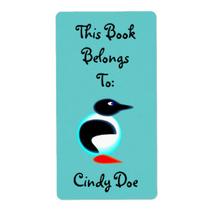 Bookplate Boekenlabel Fun Penguin Bird Neon Schatt Etiket