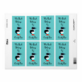 Bookplate Boekenlabel Fun Penguin Bird Neon Schatt Etiket (Full Sheet)