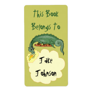 Bookplate Dragon Ademt Naam Boek Label Behoort