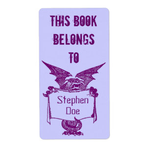 Bookplate Dragon heeft de naam Tag Dit boek hoort  Etiket