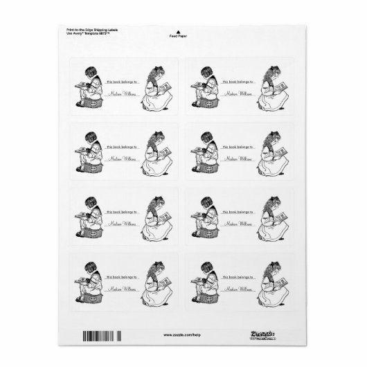 Bookplate Gepersonaliseerd Boekenlabel Etiket (Full Sheet)