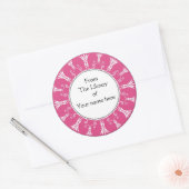 Bookplate-Hot roze bloeiende bloemen Ronde Sticker (Envelop)