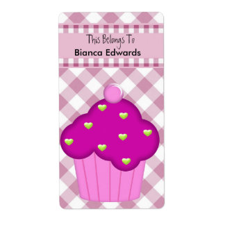 Bookplate Label Tiener Kinder Boek Roze Cupcake Ch