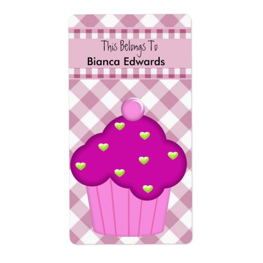 Bookplate Label Tiener Kinder Boek Roze Cupcake Ch (Voorkant)