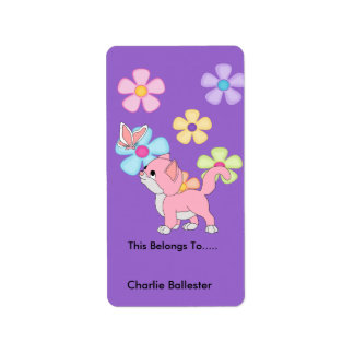 Bookplate Labels Kinder Stickers Kitten Cat