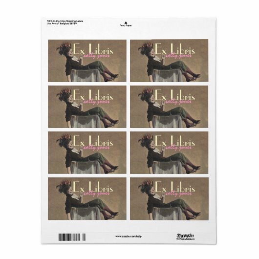 Bookplate Labels Schattige Funny Lady  Ex Libris (Full Sheet)