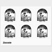 Bookplate - Meisje lezen onder boom Vierkante Sticker (Vel)