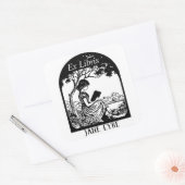 Bookplate - Meisje lezen onder boom Vierkante Sticker (Envelop)