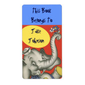 Bookplate Schattigee olifant naam boek label behoo (Voorkant)
